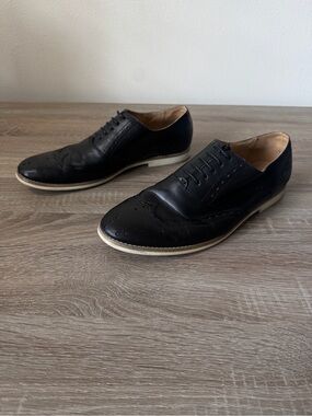 Steve Madden Bolten Wingtip Oxford Shoes Mens 12 Black Leather Casual Dress